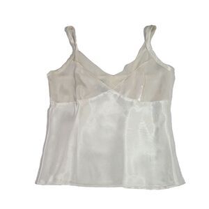 Y2K Satin Mesh Babydoll Slip Top S (4/6) white George‎ Vtg Spaghetti Strap crop